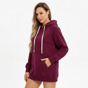 Sweat-shirt à capuche extra long pour femme, logo personnalisé, coupe ample en molleton, style streetwear urbain, fabricant et fournisseur en gros - Product Image 2