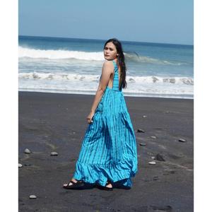 Women Blue Tie Dye Cotton Maxi <b>Dress</b> Sleeveless <b>Boho</b> Beach Vacation <b>Long</b> Flowy <b>Dress</b> - Product Image 1
