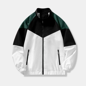 Blouson universitaire personnalisé de haute qualité pour hommes, coupe ample à épaules tombantes, patchwork, fermeture éclair, non-tissé, color block, style sport, collection printemps, vente en gros - Product Image 5