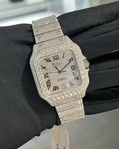 Montre mécanique de luxe pour homme avec diamants de laboratoire, mouvement automatique, acier inoxydable, verre analogique, épaisseur 5 mm - Business - Product Image 1