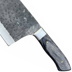 Cuchillo de Chef Chino Forjado a Mano MORTAL SAGA, Cuchillo Rústico de Acero al Carbono con Mango de Madera Natural, para Supervivencia y Camping, Garantía de 3 Años - Product Image 3