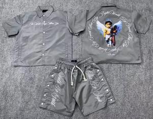 Conjunto de Chaqueta Corta y Pantalones Cortos de Dos Piezas Personalizado, Estilo Windbreaker, con Parches, Cierre de Cremallera, Nailon y Poliéster, Ropa Deportiva Urbana para Hombre - Product Image 5