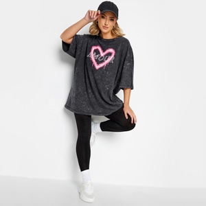 Chemise de haute qualité T-shirts lourds Lavage à l'acide Fabrication surdimensionnée T-shirt T-shirts imprimés Femmes T-shirt lavé - Product Image 3