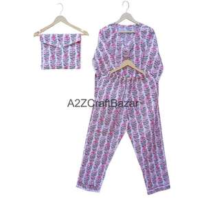 Conjunto de Pijama Casual para Mujer, Estampado Floral Digital, Cintura Elástica, Manga Larga, Suave y Transpirable, 100% Algodón, para Primavera/Verano/Otoño - Product Image 5