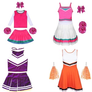 Conjunto de Uniforme de Porristas Estilo Americano, Rojo y Blanco, para Adultos, con Pompones, para Competencia, para Niñas y Adultas, con Logotipo OEM, Ropa para Equipo de Baile - Product Image 2