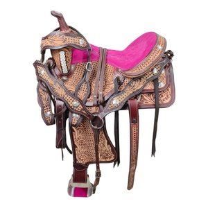 Selle de cheval en cuir véritable personnalisée, style western, avec selle à gullet réglable en laiton floral, rembourrage doux et portable pour l'équitation. - Product Image 1