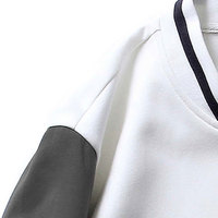 Blouson universitaire blanc pour homme avec manches grises, lettre brodée A 07, style preppy, coupe classique, hiver, col montant, logo frontal