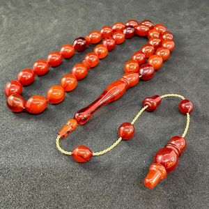 Rosario Musulmán de Resina Ecológica con Cuentas de Ámbar y Turquesa, Joyería de Oración - Product Image 1