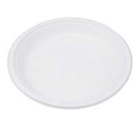 Assiette biodégradable en bagasse de canne à sucre, assiette alimentaire compostable, assiette jetable de 7 pouces, assiette blanche pour dîner.