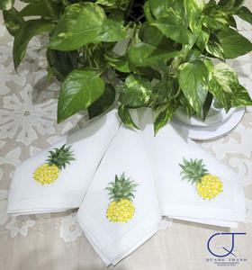 Custom Wholesale Embroidery Pineapple Dinner Napkin Polyester Linen Blend <b>Table</b> Napkin <b>Cloth</b> Napkin Home Events Wedding - Product Image 3