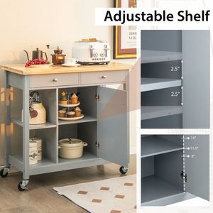 Carrello da Cucina Mobile con 4 Ripiani Aperti e 2 Cassetti, Soluzione Pratica di Stoccaggio per la Tua Cucina - Product Image 6