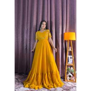 ชุดเดรสงานเลี้ยงดีไซเนอร์ ไซส์ XL แบบ Anarkali พร้อมเสื้อคลุม Koti สวยงาม - Product Image 2