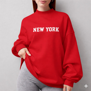 Custom Regular Fit Oversize Autumn Mock Neck Sweatshirt Women's Streetwear Eco-Friendly Fleece Fabric Mock Neck Sweatshirt - Product Image 1