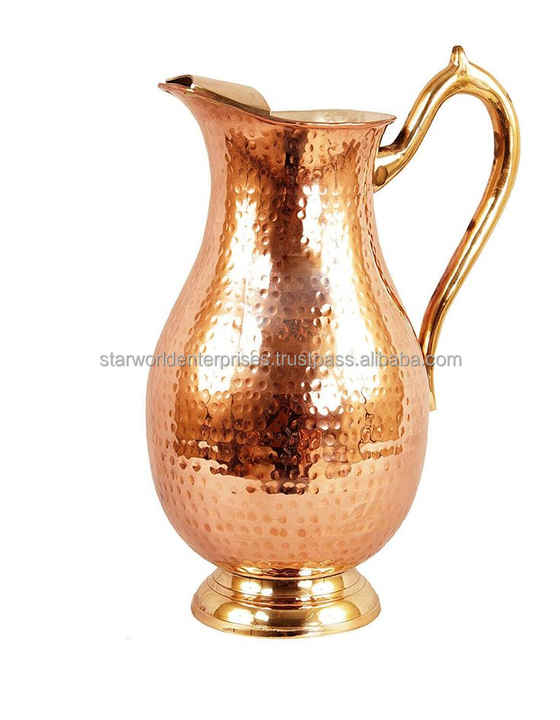 Copper  Handmade Copper Water Jug With Lid for Home and Hotel Use Available at Affordable Price