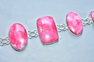 Premium Grade Thulite <b>Bracelet</b> Silver Plated S. F. <b>GEMS</b> EGL Certified Rajasthan Yellow & Brown Jewelry - Product Image 3