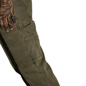 Pantalones Cargo para Hombre, Color Verde Oliva, Sólidos, Transpirables, Ropa de Trabajo, Multibolsillos, Corte Recto, Estilo Casual Urbano, Algodón, Estilo Vintage - Product Image 5