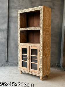 Meilleure collection d'armoires de présentation hautes en bois récupéré sculpté à la main, bibliothèque, art antique de l'Himalaya - Product Image 2