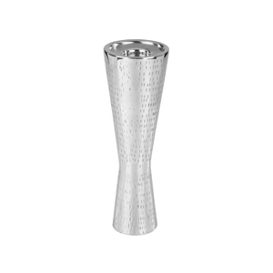 Modern <b>Silver</b> Hourglass Candle Holder Textured Nickel Finish Metal <b>Candlestick</b> for Wedding Centerpiece & Luxury Home Decor - Product Image 1