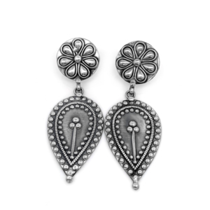 <b>Silver</b> Mountain Oxidized Garnet Floral Teardrop <b>Dangle</b> <b>Earrings</b> 925 <b>Silver</b> Ethnic Women's Tribal for Wedding Party & Gift - Product Image 2