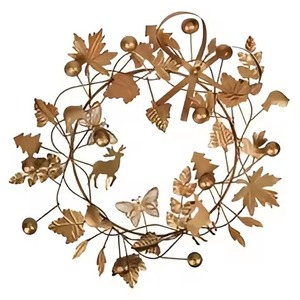 Copper Finish Leaf Design Christmas Decorative <b>Wreath</b> Hanging Garland For Home Indoor Wall And Door Decoration Use <b>Wreath</b> - Product Image 6