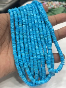 Perles de pierres précieuses de haute qualité pour la fabrication de bijoux, 17 pouces, marcassite bleue naturelle, forme Heishi lisse, taille 6-7 mm - Product Image 5