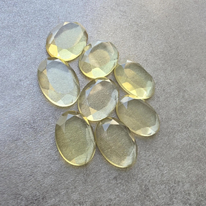 Natural Lemon Quartz <b>Tablet</b> Cut Oval Shape Flat Back Calibrated Gemstone for Jewelry Making - Product Image 5