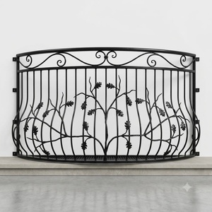 Rampe de balcon traditionnelle en fer forgé à fixer au mur ; résistante à la rouille, facile à installer et adaptée aux balcons extérieurs. - Product Image 1