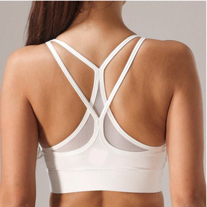 Women's <b>Yellow</b> Seamless Racerback Sports <b>Bra</b> Scoop Neck Medium Support Yoga Top Solid Color Spandex Polyester - Product Image 3