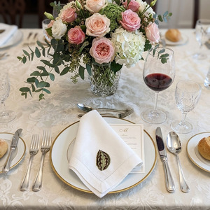 Custom Wholesale Square <b>Cloth</b> Napkin 100% Cotton Full Sizes Embroidered <b>Yellow</b> Leaf Dinner Napkin Washing Hemstitch <b>Table</b> Napkin - Product Image 1