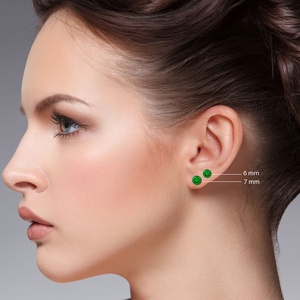 14K Yellow Gold Round Cut Emerald Stud <b>Earrings</b> Vintage Milgrain Halo Basket Setting <b>Fine</b> Jewelry for Women Gift for Her - Product Image 2