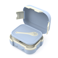 Boîte à lunch double couche en acier inoxydable 304 avec 3 compartiments, conteneur alimentaire isotherme premium, boîte à bento avec sac