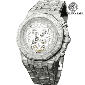 Reloj de Acero Inoxidable con Incrustaciones de Moissanita de Primera Calidad, Accesorio de Joyería Hip Hop para Conciertos, Fiestas y Eventos de Alfombra Roja - Product Image 1