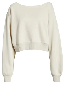 Sweat-shirt décontracté à épaules dénudées pour femme, coupe ample, en coton doux, manches longues, pull-over, vêtement chaud décontracté, couleur unie, fabrication sur mesure - Product Image 6