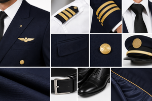 Uniformes de pilote de ligne personnalisés OEM ODM |   Ensemble complet unisexe à manches courtes en viscose de qualité supérieure |   Uniforme de copilote - Product Image 5
