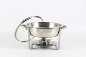 Recipiente para Calentar Comida de Acero Inoxidable con Tapa de Vidrio Redonda, Marca Ecocomy, para Hoteles - Product Image 4