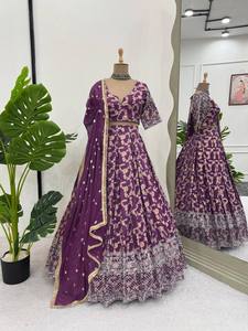 Wholesale Lehenga Choli Collection Designer Embroidered Trendy Latest Designs Wedding Party <b>Ankle</b>-Length Women's JEQURD Material - Product Image 3