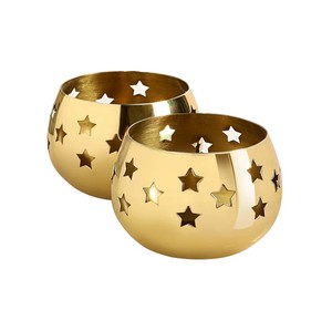 Handmade Steel Golden Star Cutout Lantern Bowl <b>Tea</b> <b>Light</b> Candle Holder Brass Finish for Home Decoration Christmas - Product Image 3