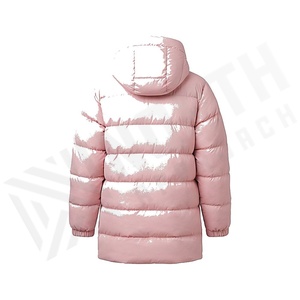 Abrigo Acolchado Rosa para Mujer, Manga Larga, Cuello Alto, Invierno, Resistente al Viento, Relleno Grueso de Poliéster, Chaqueta Larga - Product Image 2