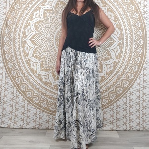 Korba <b>Pants</b> 100% Cotton Loose Skirt <b>Pants</b> White Black Paisley Print High Elastic Waist Breathable Anti-Wrinkle Quick Dry ODM - Product Image 1