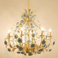 MEEROSEE Rose Lustre Or Rose Pendentifs Lumière Rose Fleur Maison Lampe Pour Salon MD98058