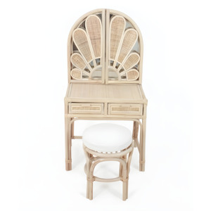 Modern rattan dressing <b>table</b> with <b>mirror</b> makeup dresser <b>vanity</b> bedroom furniture for girls - Product Image 1