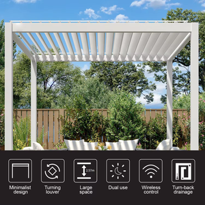 Pérgola económica 3x3 Pérgola bioclimática de aluminio negro Pérgola con persianas para exteriores impermeable sostenible unida <span class=keywords><strong>a</strong></span> la <span class=keywords><strong>pared</strong></span> - Product Image 6