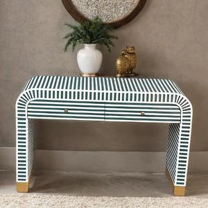 Cajón con Incrustaciones de Hueso de ILAHI, Diseño Moderno con Detalles de Ágata, Mueble Portátil para el Hogar - Product Image 2