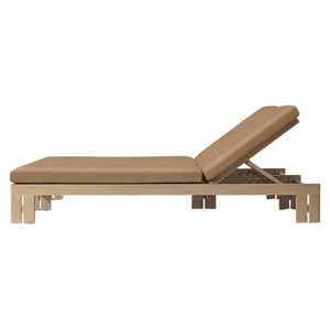 Chaise longue double en teck, cadre écologique, dossier réglable, mobilier haut de gamme pour extérieur, bord de piscine, villa, personnalisable - Product Image 2