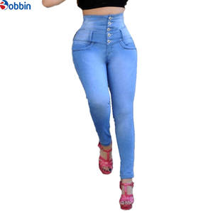 Pantalones Vaqueros Azules de Mezclilla Elásticos para Mujer, Pantalones de Moda, Vaqueros Ajustados de Cintura Alta para Mujer - Product Image 3