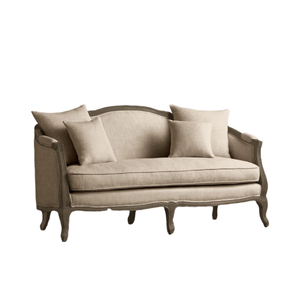 Sofá Doble de Madera Maciza de Estilo Retro con Aspecto Envejecido en Gris y Estructura de Madera de Teca - Product Image 2