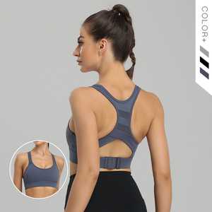 Soutien-gorge de sport noir respirant à maintien élevé pour femme, avec dos ouvert et dentelle, sans coutures, idéal pour l'entraînement et le yoga – Meilleures ventes - Product Image 3