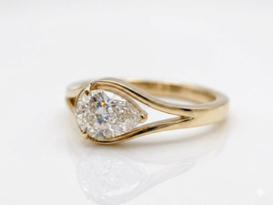 แหวนหมั้นเพชรทรงหยดน้ำ 1.25 กะรัต ทองคำขาว 14K ดีไซน์แหวนแยกส่วน ประดับเพชรทรงหยดน้ำเพาะเลี้ยงในห้องปฏิบัติการ ของขวัญเครื่องประดับแต่งงานสุดพิเศษ - Product Image 3