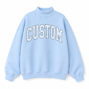 Sweat-shirt à col montant pour femme OEM ODM, broderie de logo personnalisée, molleton doux en coton, pull oversize à pois - Product Image 1