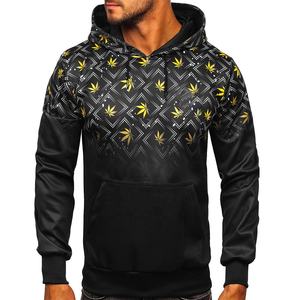 Sudadera con capucha estampada negra para hombre temporada de invierno hecha de material de poliéster/algodón - Product Image 1